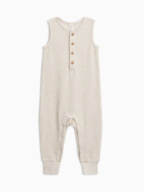 Wade Henley Tank Waffle Romper - Heather Oat