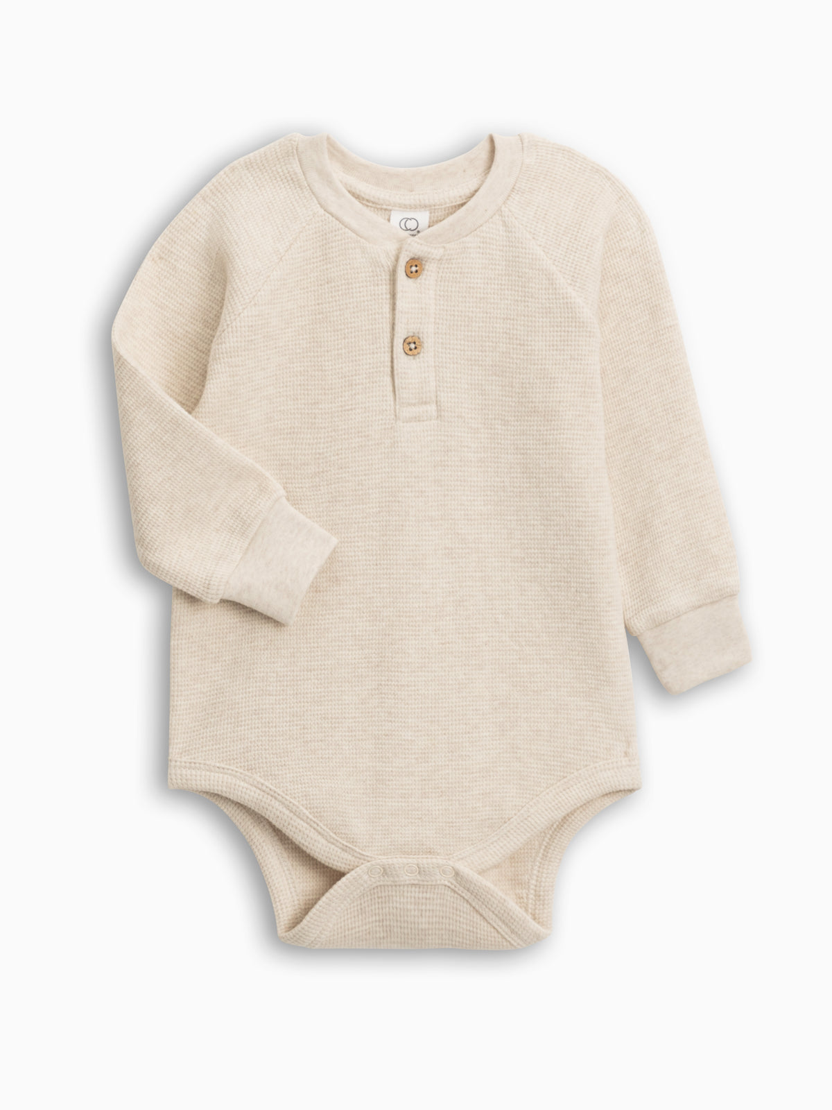 Ryver Waffle Knit Henley Bodysuit - Heather Oat