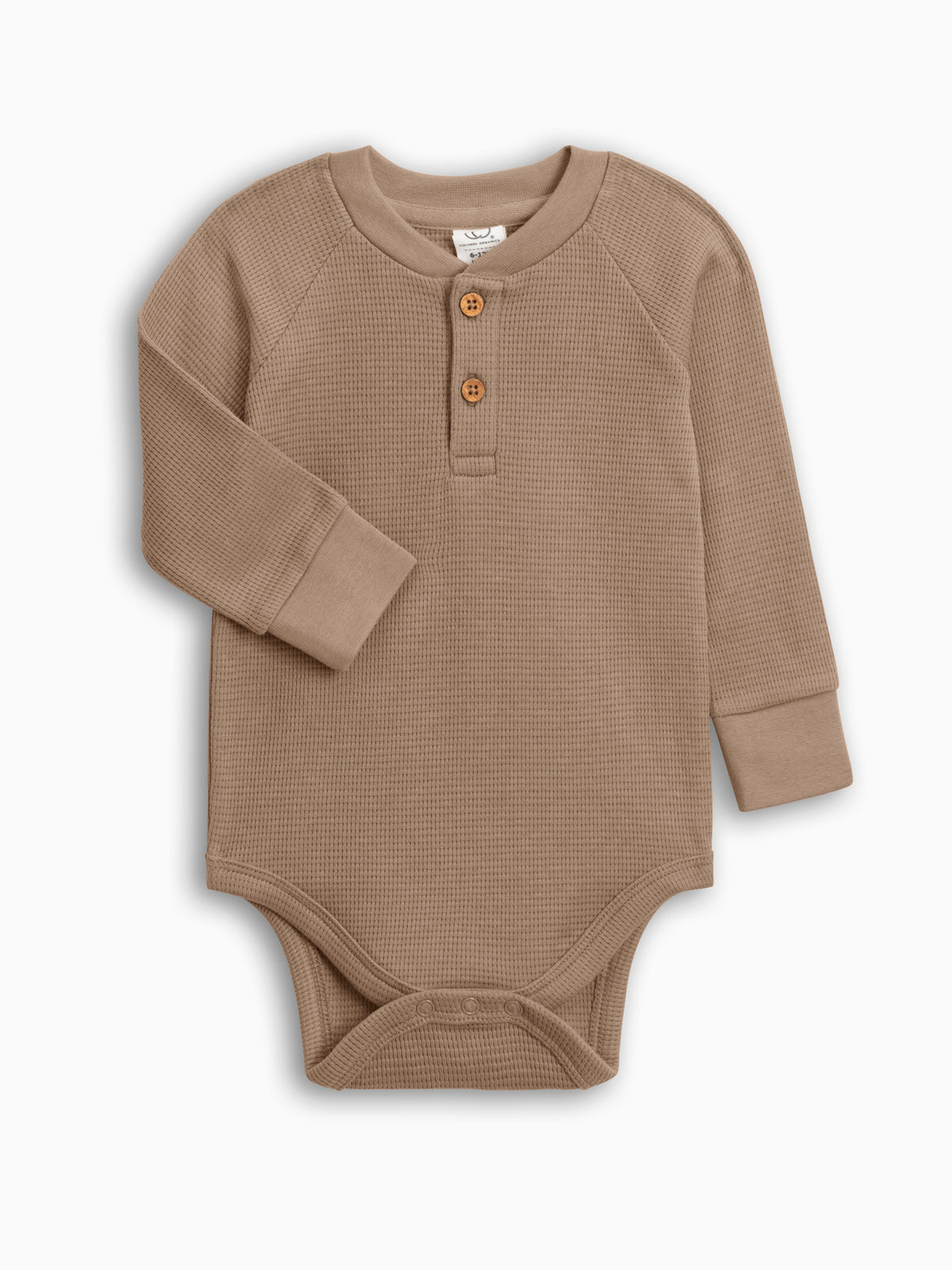 Ryver Waffle Knit Henley Bodysuit - Truffle