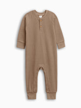 Crosby Waffle Knit Henley Romper - Truffle