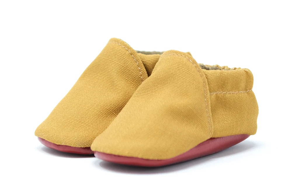 Baby Shoes - Honey Mustard Linen